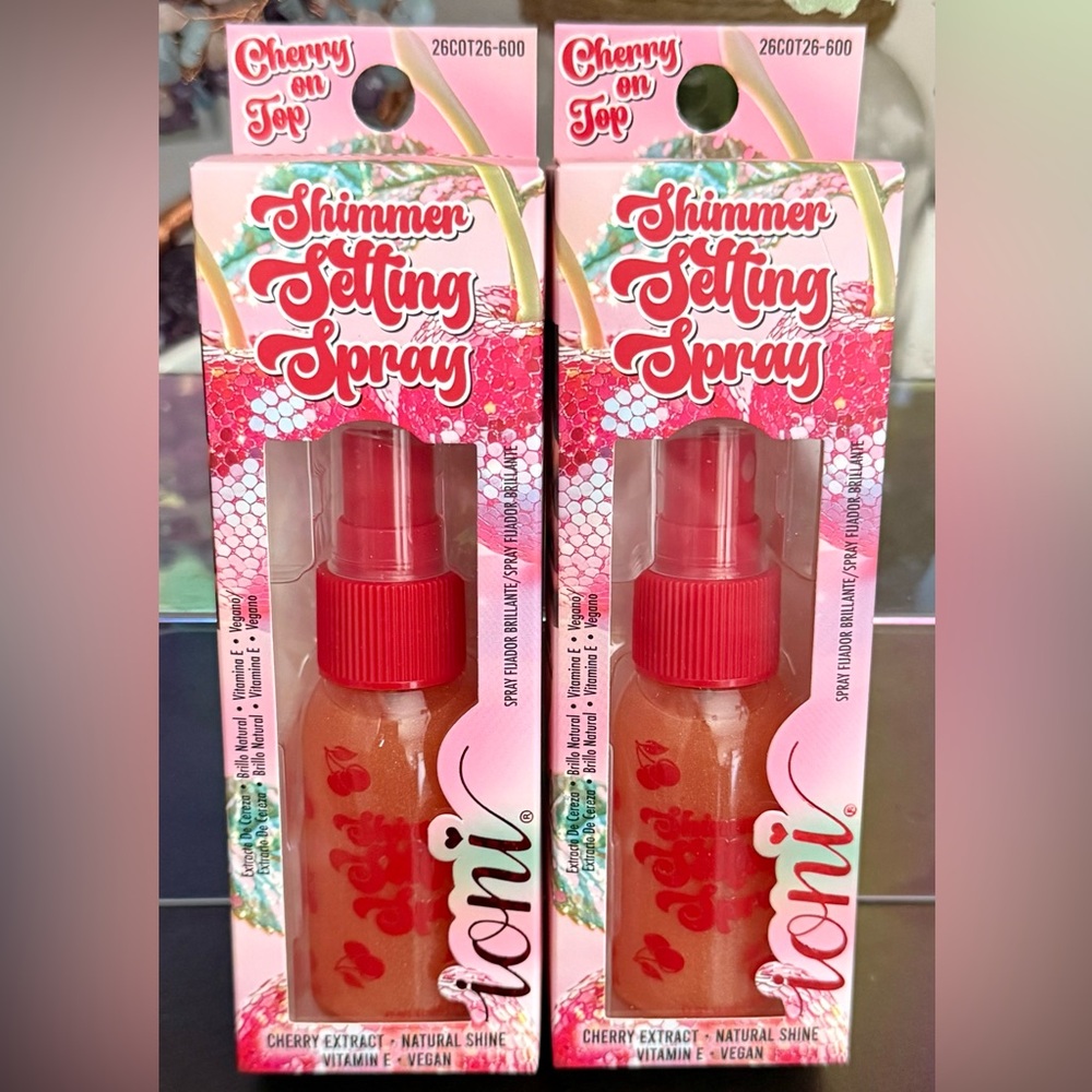🆕🍒 IONI LIMITED EDITION CHERRY ON TOP SHIMMER SETTING SPRAY SET OF 2. BRAND NEW